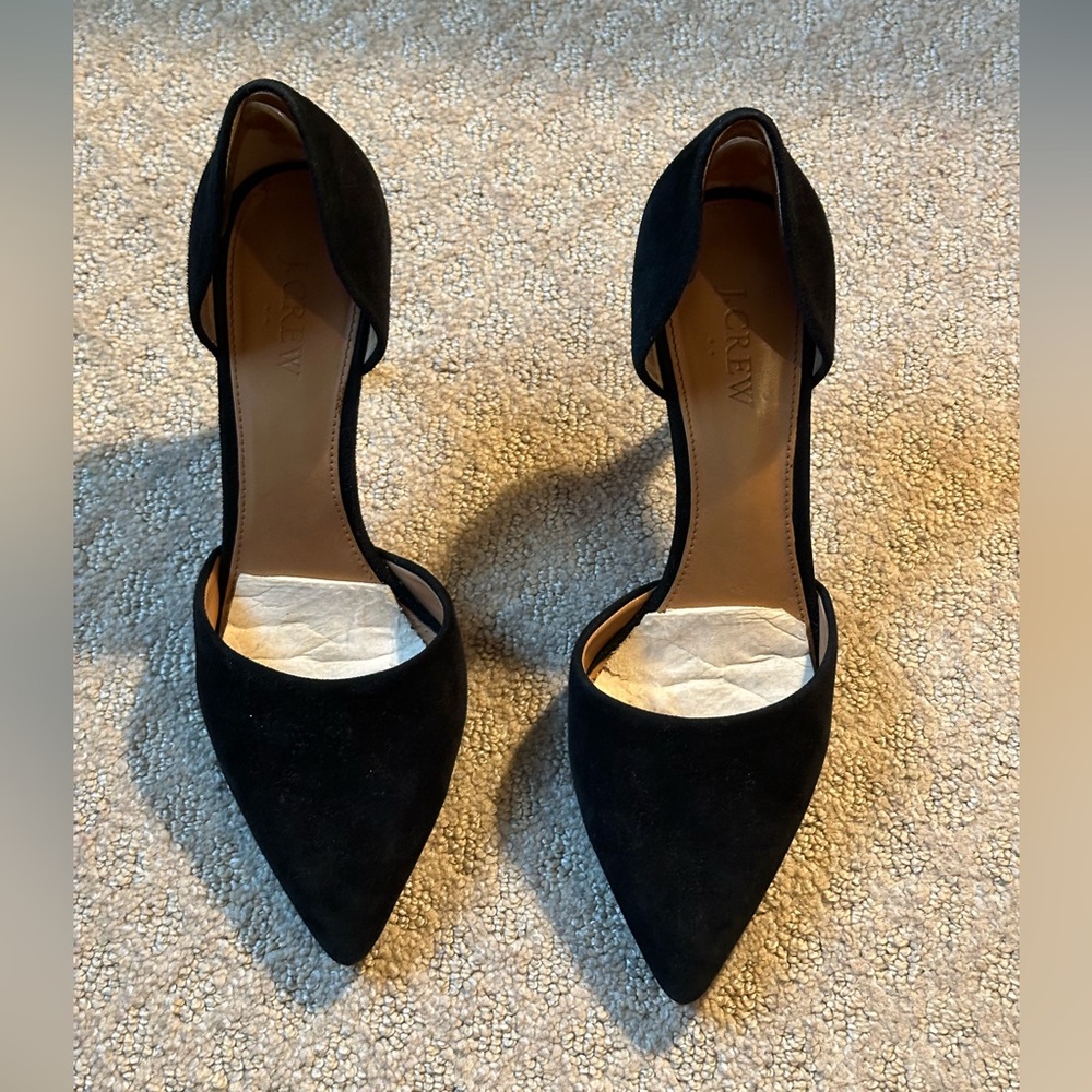 J. Crew Black Suede d’Orsay Pointed Heels